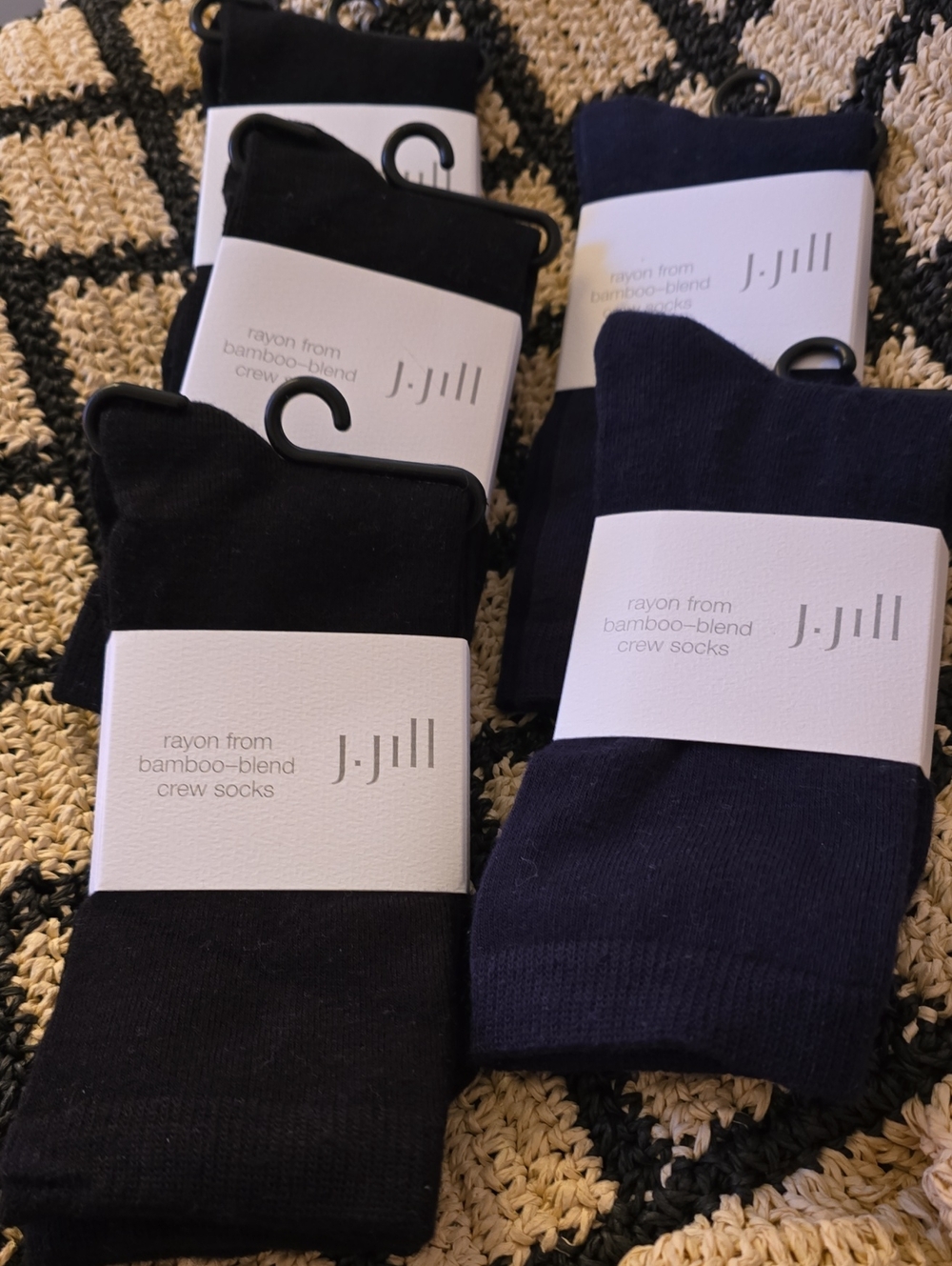 J. Jill Rayon From Bamboo-Blend Crew Socks — Black & Navy (Pack 5)
